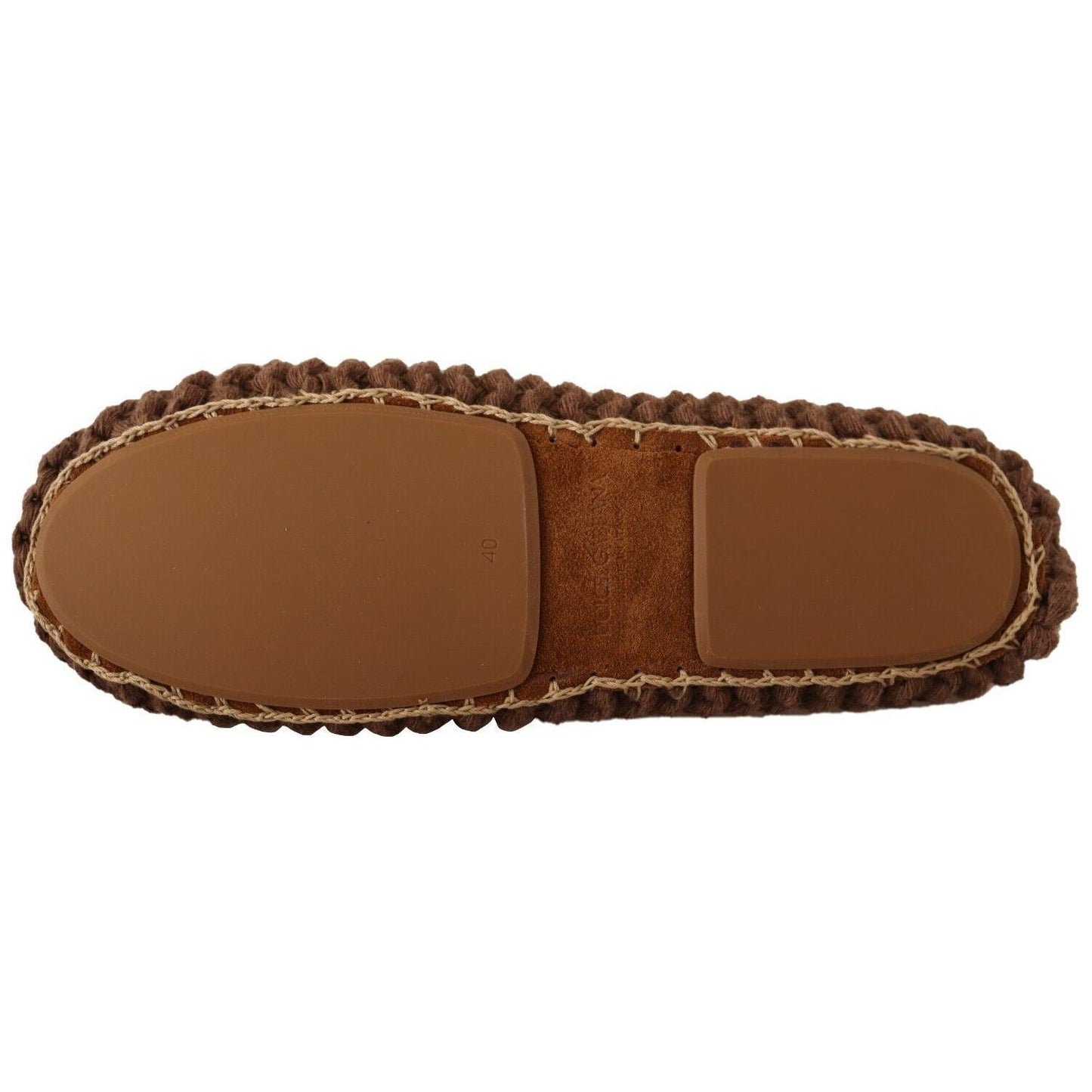 Dolce & Gabbana Brown Slip On Ballerina Flats Wool Knit Shoes LA9675 - 40