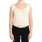 PINK MEMORIES Beige Cotton Blend Knitted Sleeveless Sweater SIG30256-1