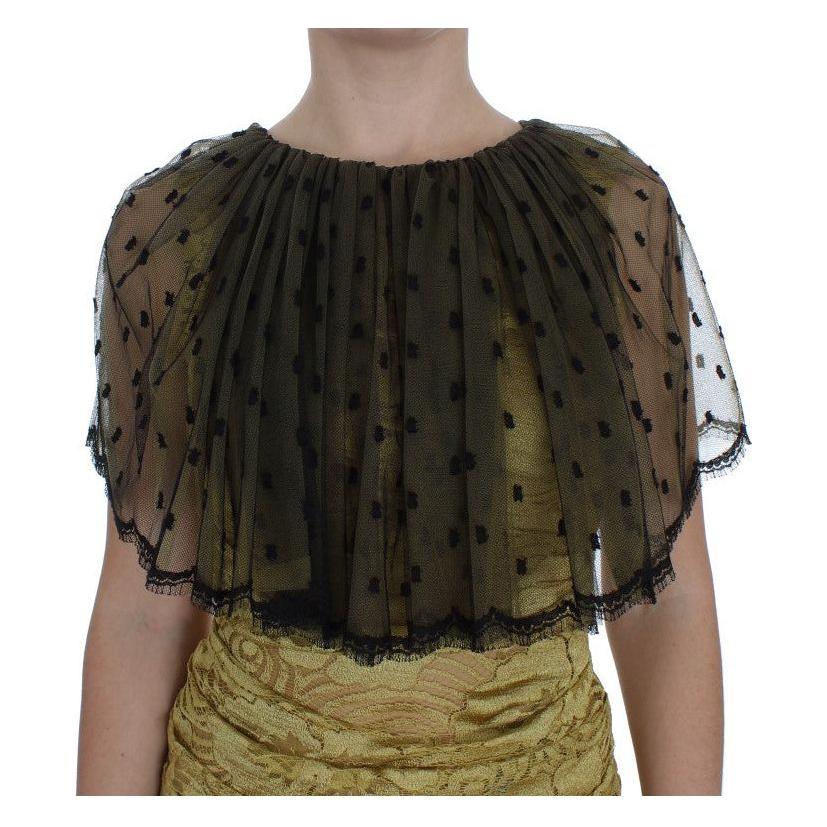 Dolce & Gabbana Yellow Black Floral Lace Ricamo Gown Dress