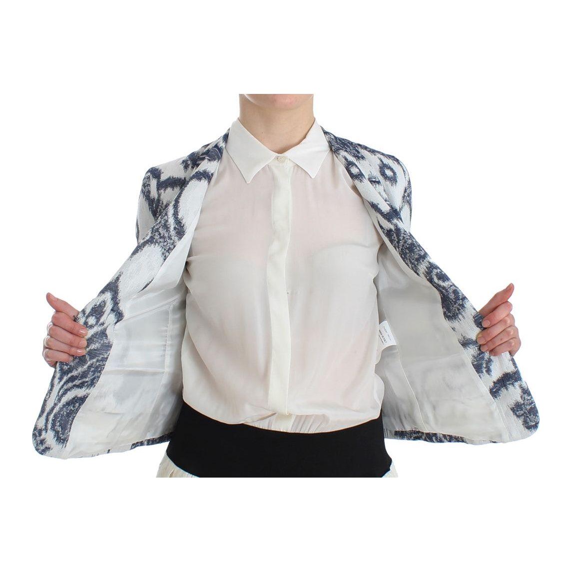 Christian Pellizzari Blue White Blazer Suit Jacket Blazer Jacket