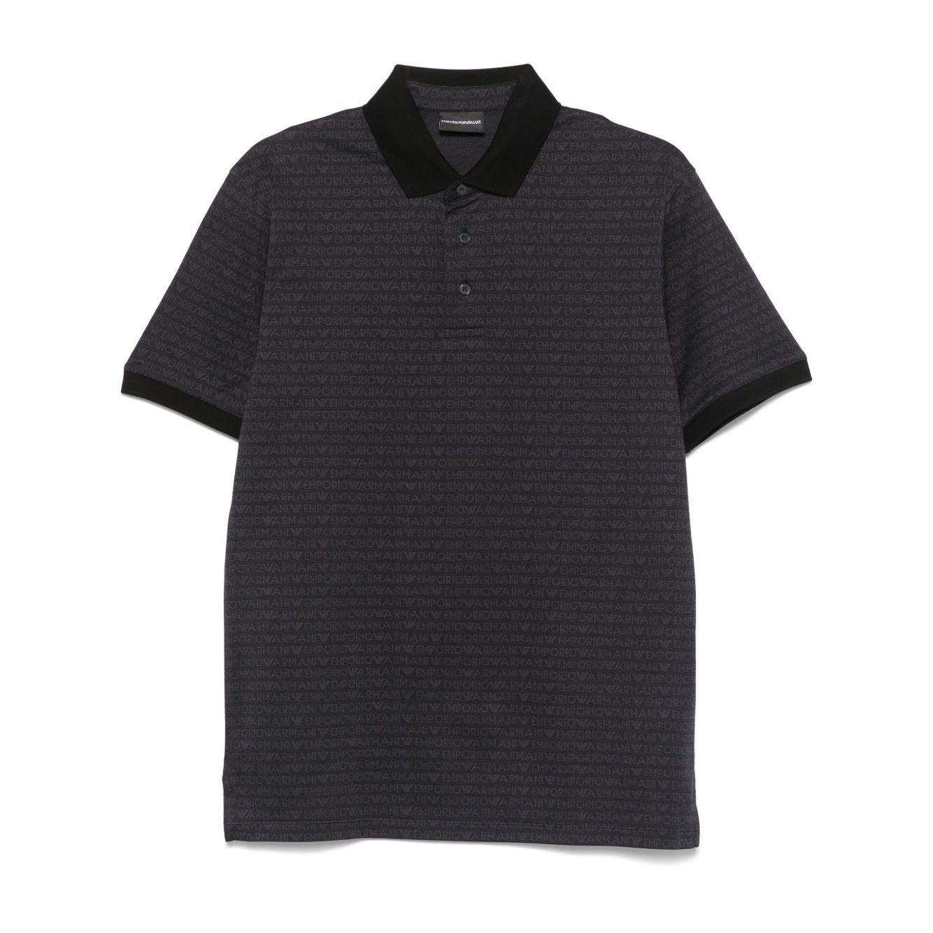 Emporio Armani jersey polo shirt with all-over jacquard lettering