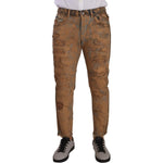 Dolce & Gabbana Brown Distressed Cotton Regular Denim Jeans PAN72704 - 48