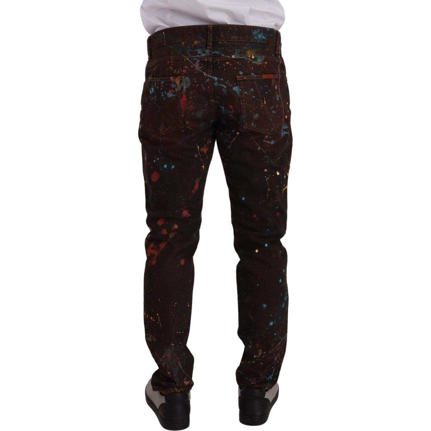 Dolce & Gabbana Brown Splash Color Cotton Regular Denim Jeans PAN72706 - 52