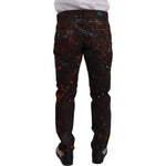 Dolce & Gabbana Brown Splash Color Cotton Regular Denim Jeans PAN72706 - 52
