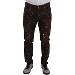 Dolce & Gabbana Brown Splash Color Cotton Regular Denim Jeans PAN72706 - 52