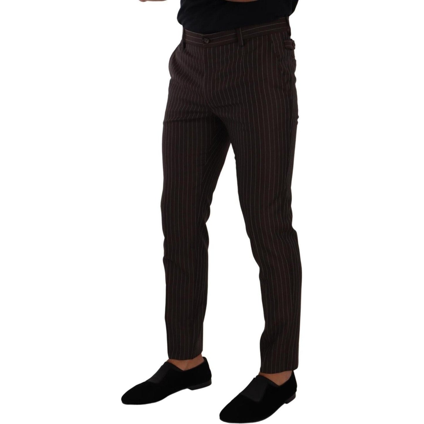 Dolce & Gabbana Brown Striped Wool Formal Trouser Dress Pants PAN72767 - 48