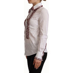 Dolce & Gabbana White Cotton Lace Long Sleeves Ruffle Collar Top Shirt TSH7463 - 36