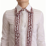 Dolce & Gabbana White Cotton Lace Long Sleeves Ruffle Collar Top Shirt TSH7463 - 36