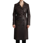 Dolce & Gabbana Dark Brown Leather Long Sleeves Belted Jacket JKT3286 - 40