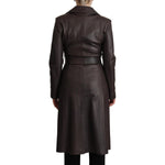 Dolce & Gabbana Dark Brown Leather Long Sleeves Belted Jacket JKT3286 - 40