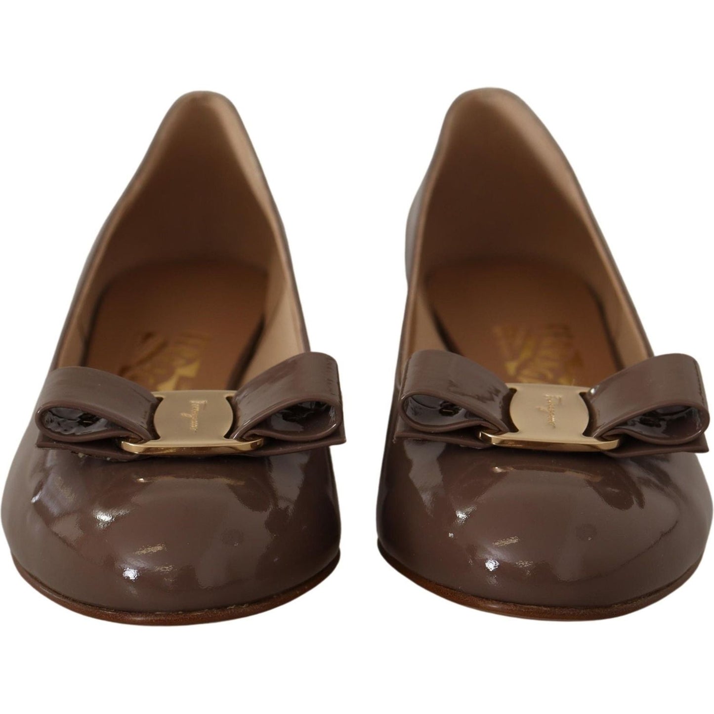 Salvatore Ferragamo Elegant Caraway Brown Pumps with Vara Bow 8057553218309