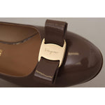 Salvatore Ferragamo Elegant Caraway Brown Pumps with Vara Bow 8057553218309