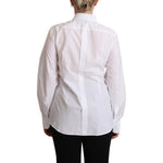 Dolce & Gabbana White Cotton Dress Collared Long Sleeves Shirt Top TSH7092 - 44
