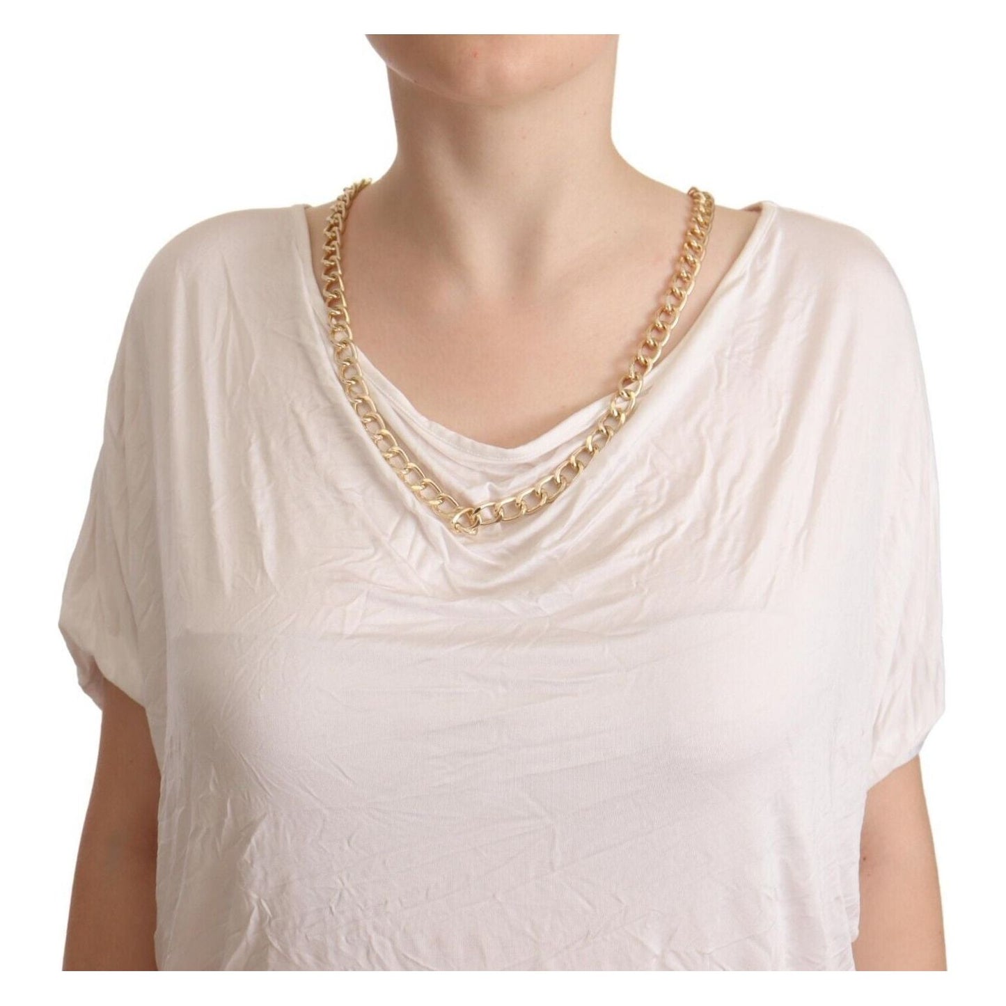 Guess By Marciano White Short Sleeves Gold Chain T-shirt Top TSH4369 - 42