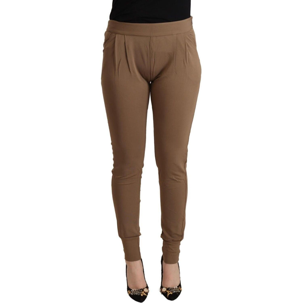 Scervino Street Brown Viscose Mid Waist Slim Tapered Pants PAN71175 - 44