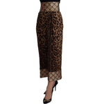 Dolce & Gabbana Brown Leopard Gold Jacquard High Waist Pants PAN73050- 36