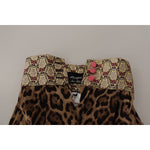Dolce & Gabbana Brown Leopard Gold Jacquard High Waist Pants PAN73050- 36