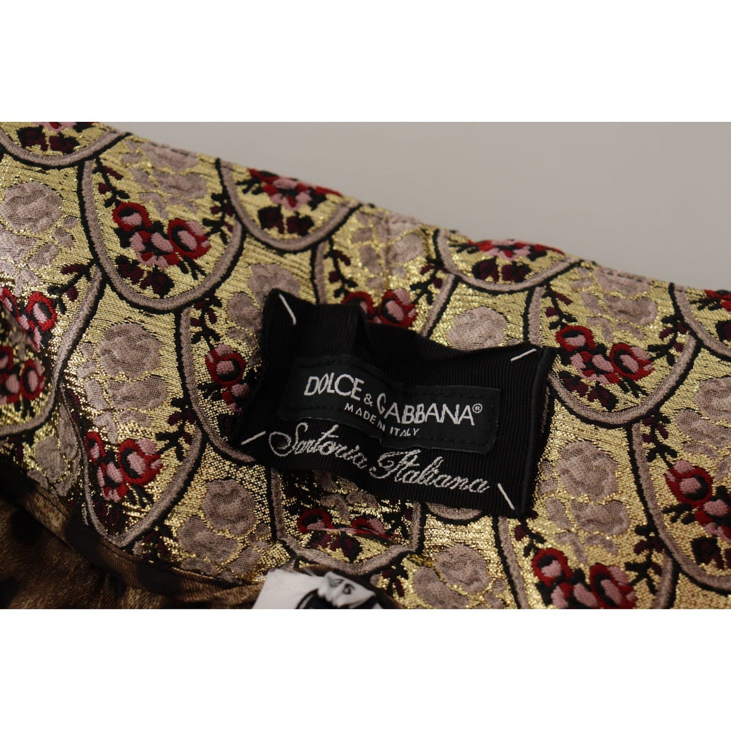 Dolce & Gabbana Brown Leopard Gold Jacquard High Waist Pants PAN73050- 36