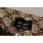 Dolce & Gabbana Brown Leopard Gold Jacquard High Waist Pants PAN73050- 36