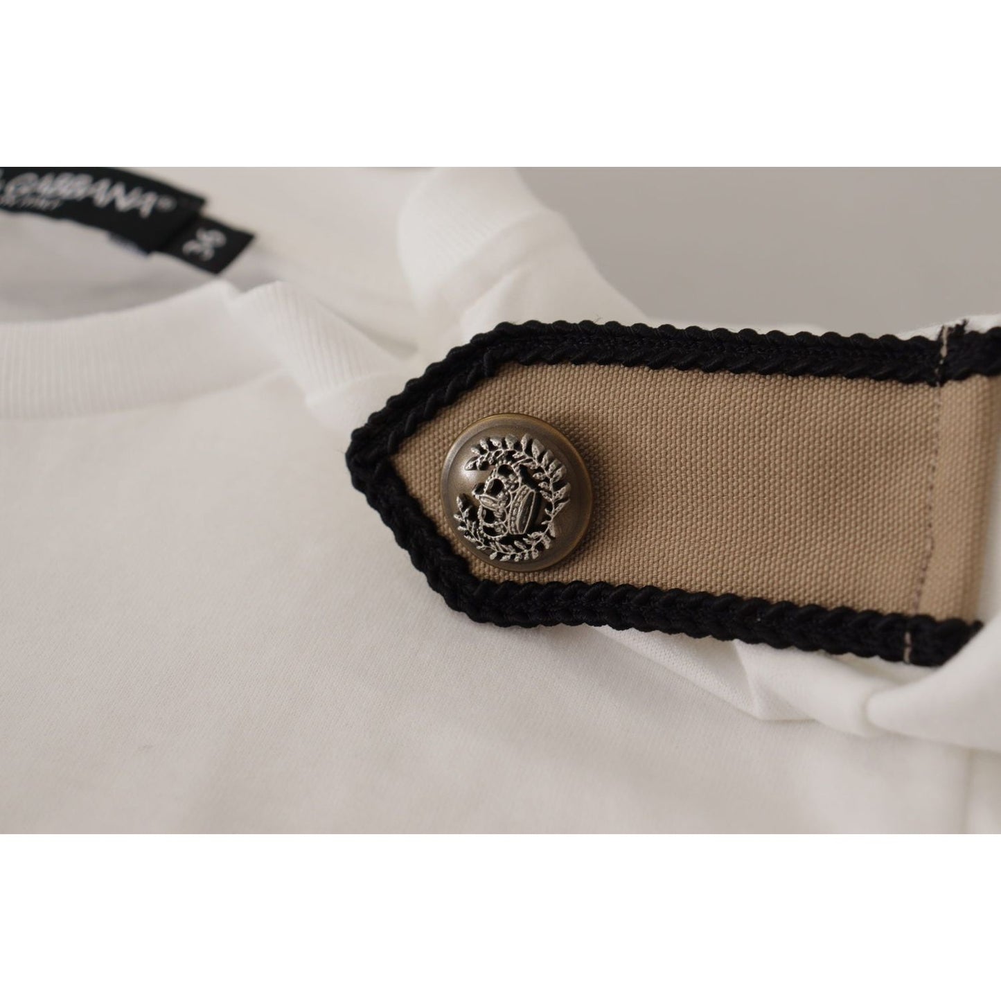 Dolce & Gabbana White Black Roses Crewneck Cotton T-shirt TSH7843- 36