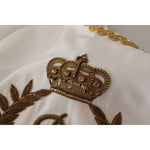 Dolce & Gabbana White Silk Gold DG Crown Crystal Blouse Top TSH7844- 36