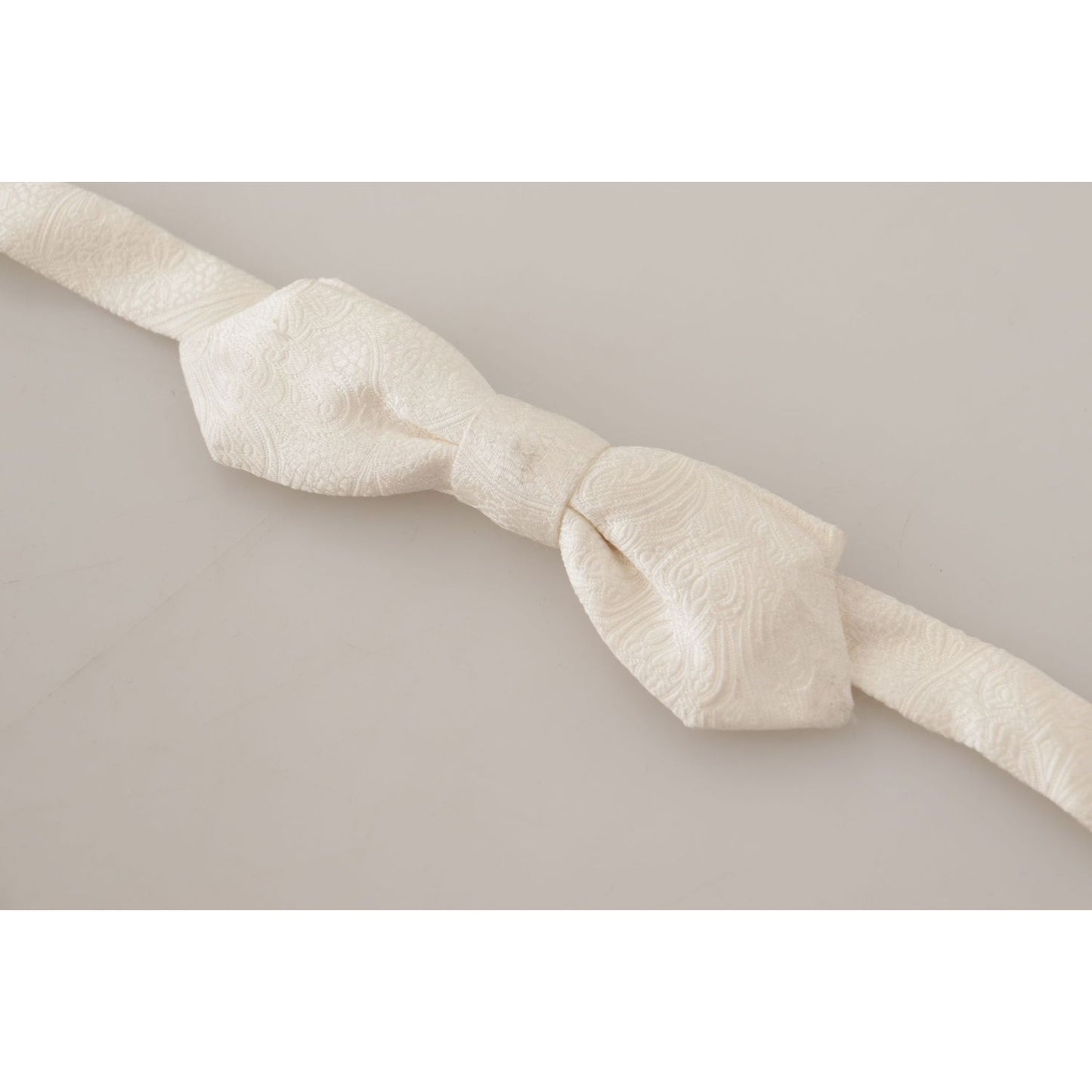 Dolce & Gabbana White 100% Silk Slim Adjustable Neck Papillon Tie FT3606