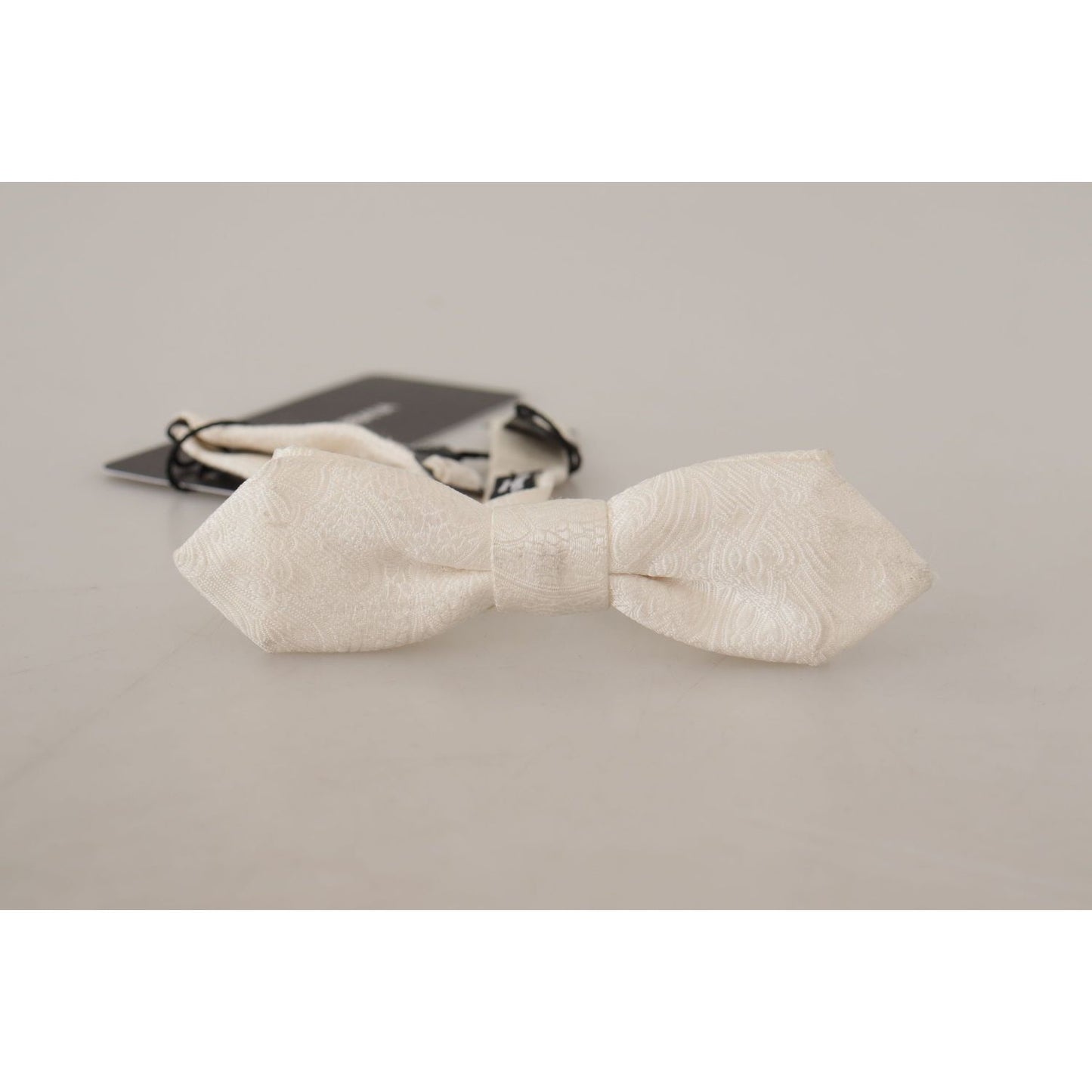 Dolce & Gabbana White 100% Silk Slim Adjustable Neck Papillon Tie FT3606