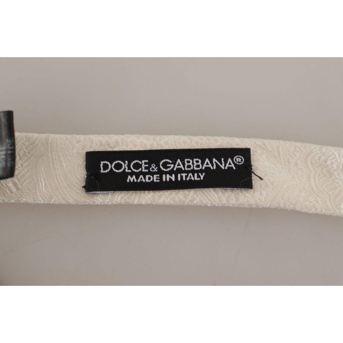 Dolce & Gabbana White 100% Silk Slim Adjustable Neck Papillon Tie FT3606