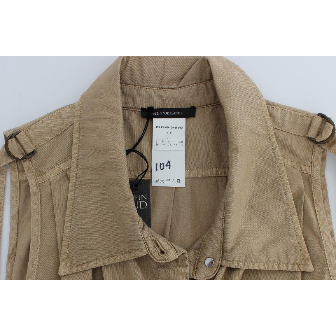 PLEIN SUD Beige Cotton Sleeveless Shirt SIG30990-1