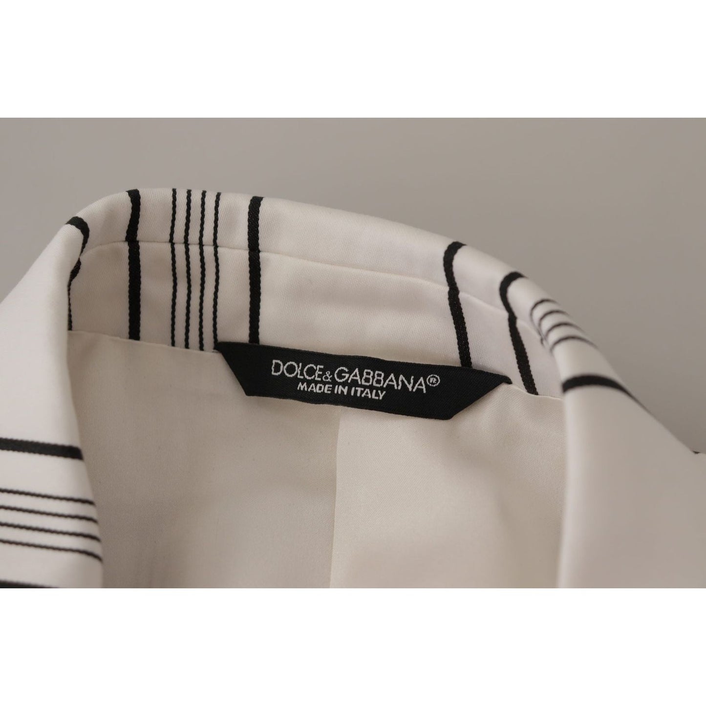 Dolce & Gabbana White Stripes Cotton Single Breasted Blazer JKT3387-44