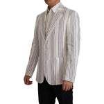 Dolce & Gabbana White Stripes Cotton Single Breasted Blazer JKT3387-44