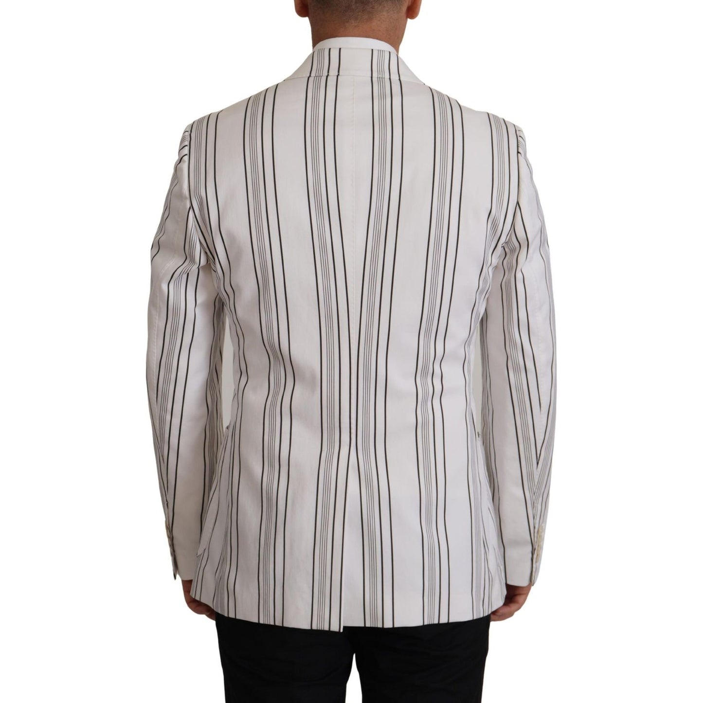 Dolce & Gabbana White Stripes Cotton Single Breasted Blazer JKT3387-44