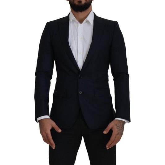 Dolce & Gabbana Blue Wool Single Breasted Coat Blazer