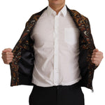 Dolce & Gabbana Brown Feather Full Zip Blouson Jacket JKT3362- 44