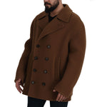 Dolce & Gabbana Brown Nylon Double Breasted Coat Jacket JKT3368- 54