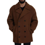 Dolce & Gabbana Brown Nylon Double Breasted Coat Jacket JKT3368- 54