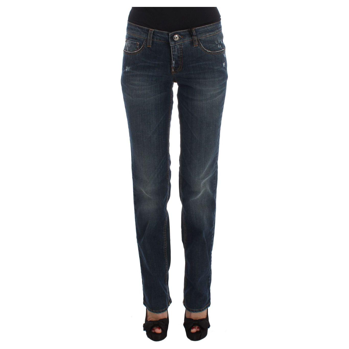 Costume National Blue Cotton Blend Bootcut Jeans