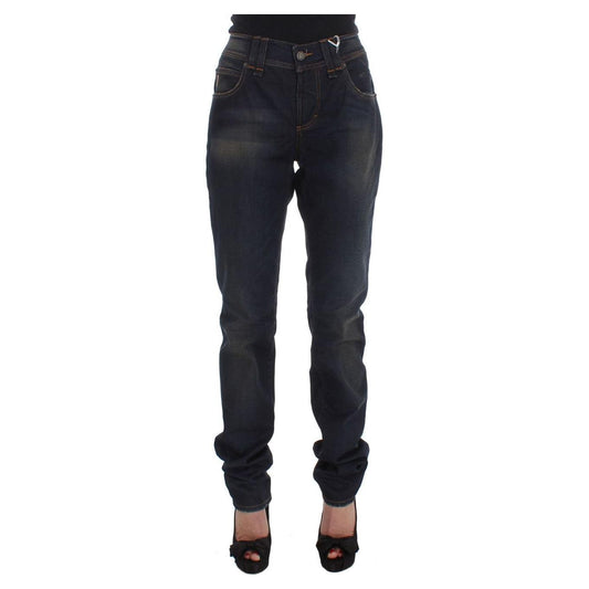 John Galliano Blue Wash Cotton Blend Boyfriend Fit Jeans