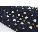 Dolce & Gabbana Gray Wool Shearling Studded Blue Leopard Gloves