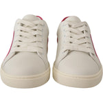 Dolce & Gabbana White Pink Leather Low Top Sneakers Womens Shoes LA9902- 36