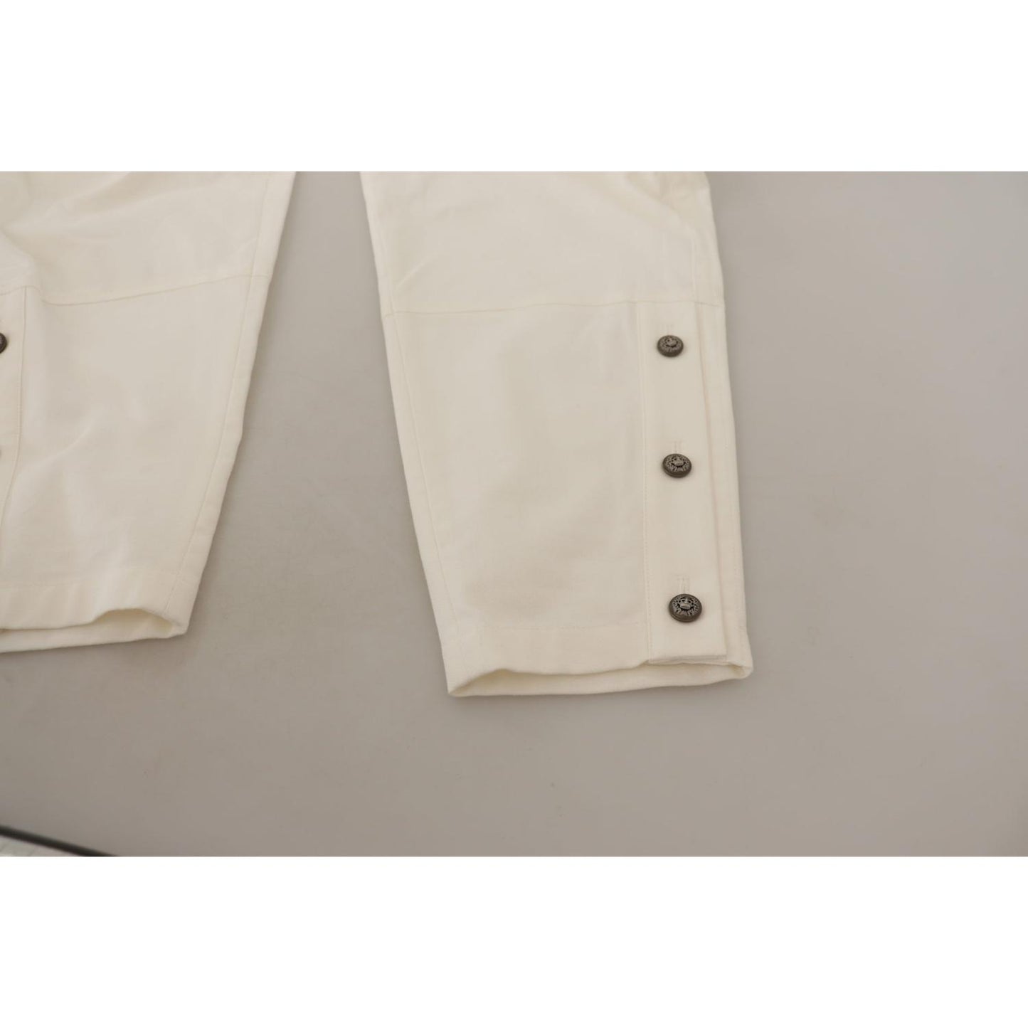 Dolce & Gabbana White High Waist Tapered Women Cotton Pants PAN73104- 38