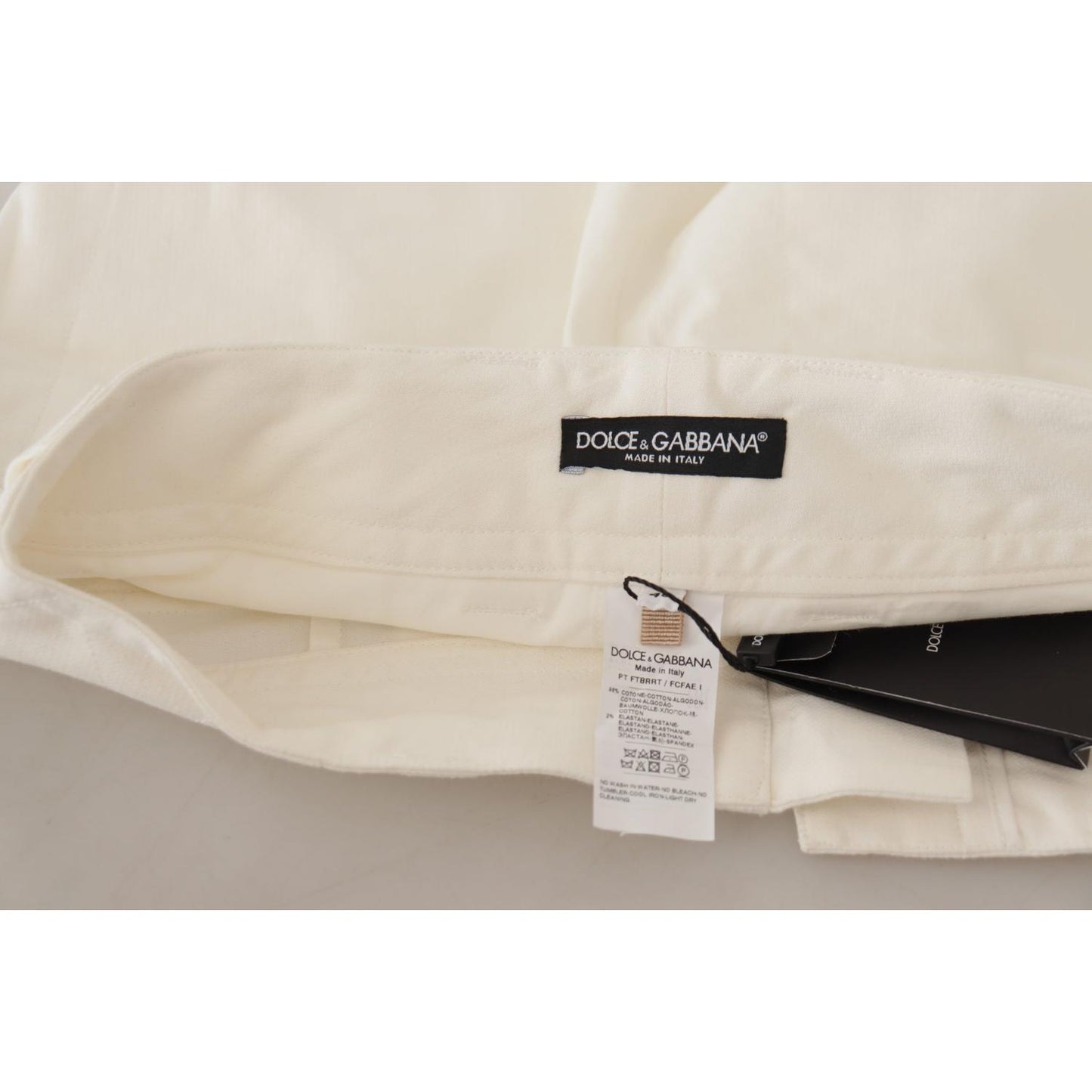 Dolce & Gabbana White High Waist Tapered Women Cotton Pants PAN73104- 38
