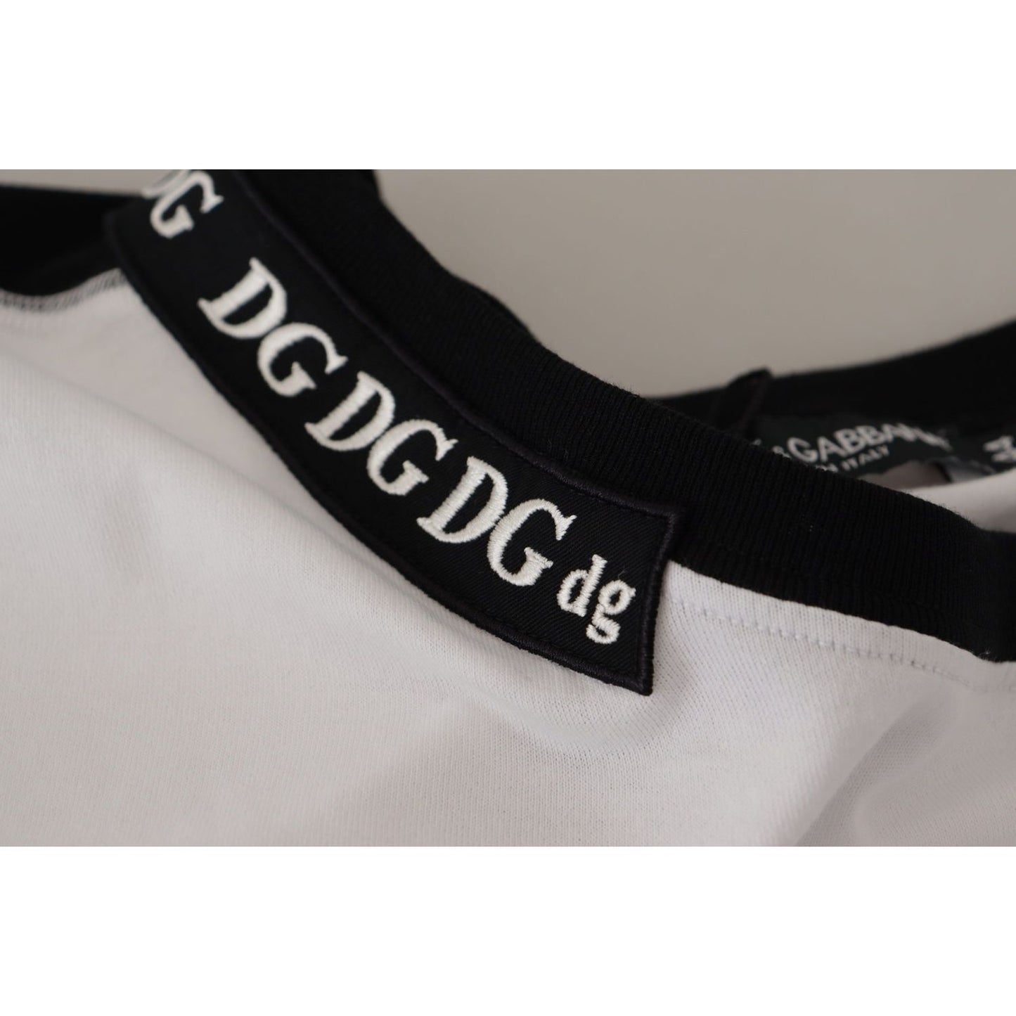 Dolce & Gabbana White Slogan Print Round Neck Cotton T-shirt TSH7841- 44