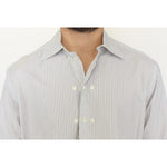 Ermanno Scervino White Gray Striped Regular Fit Casual Shirt SIG10176-1