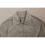 Ermanno Scervino White Gray Striped Regular Fit Casual Shirt SIG10176-1