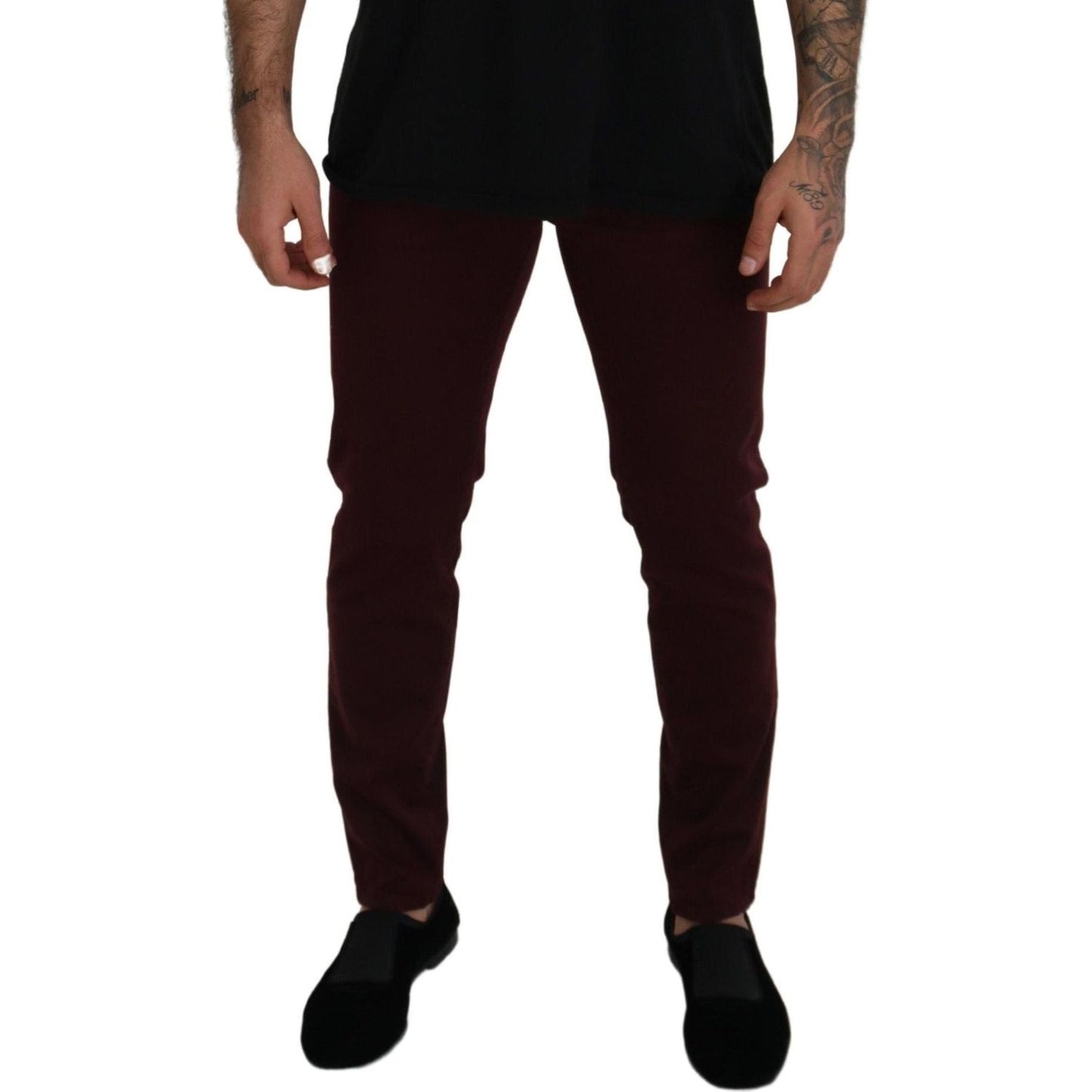 Dolce & Gabbana Bordeaux Cotton Stretch GOLD Denim Jeans