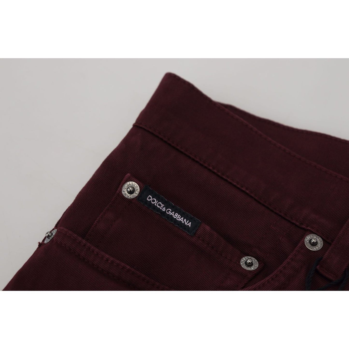 Dolce & Gabbana Bordeaux Cotton Stretch GOLD Denim Jeans