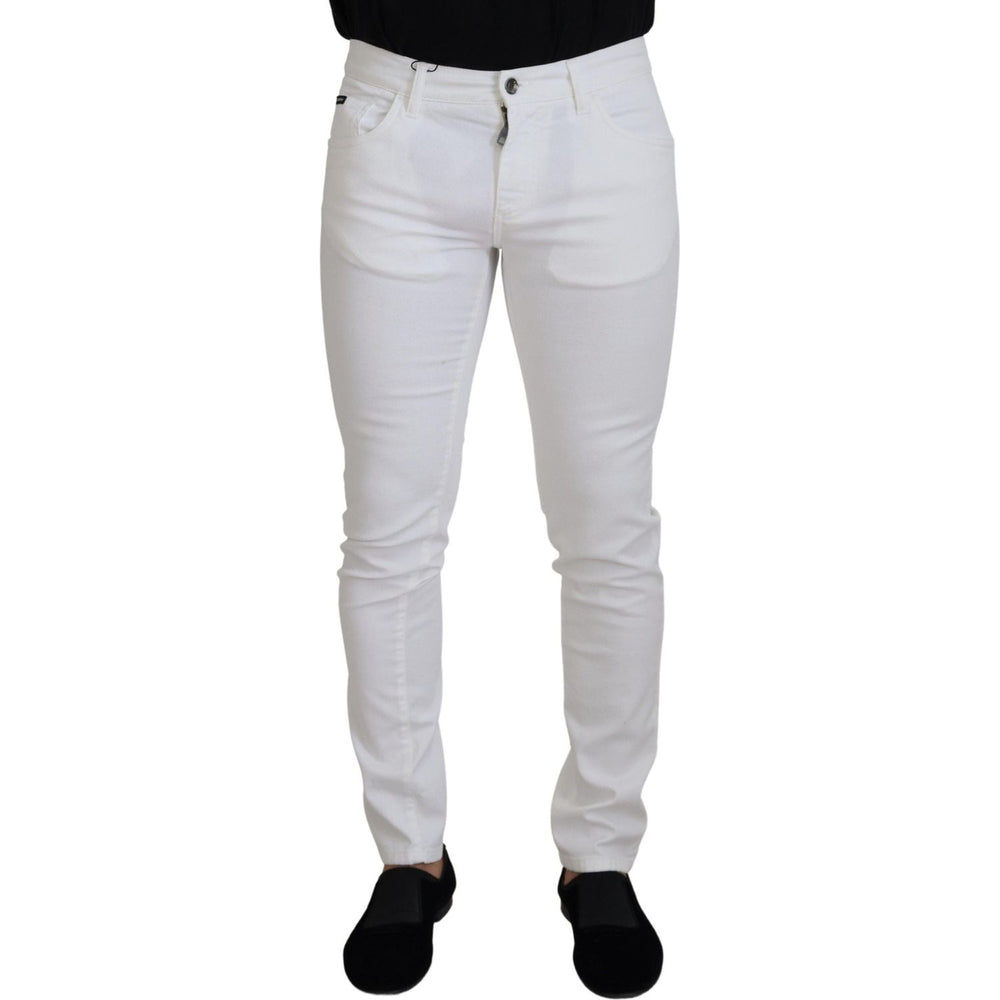 Dolce & Gabbana White Slim Skinny Stretch Cotton Denim Jeans PAN73308- 44