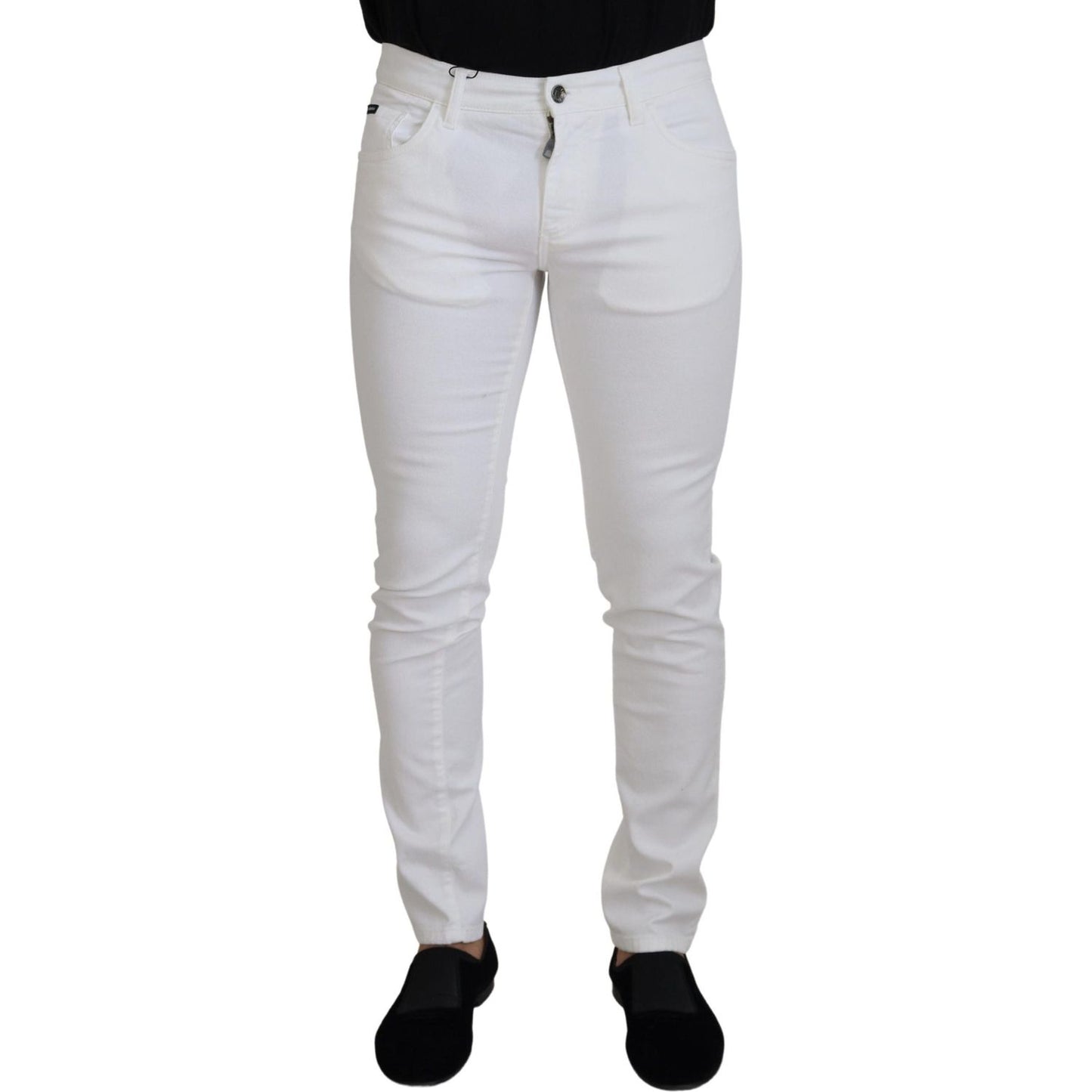 Dolce & Gabbana White Slim Skinny Stretch Cotton Denim Jeans PAN73308- 44