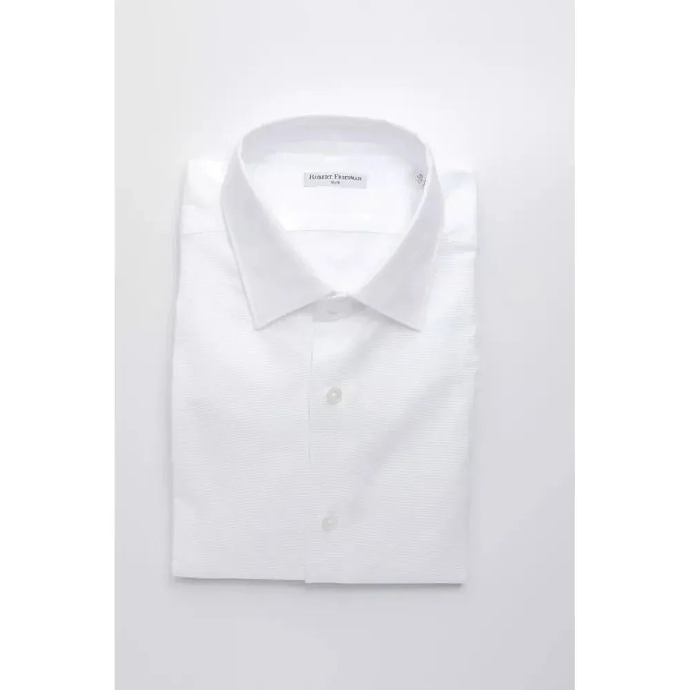 Robert Friedman White Cotton Men's Shirt RO-20401-XL